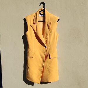 Bershka Yellow Sleeveless Dress Vests